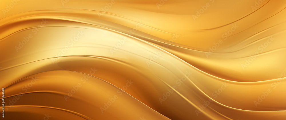 Golden abstract background with smooth lines in it. Golden, rich colors, Space for text or image - obrazy, fototapety, plakaty 
