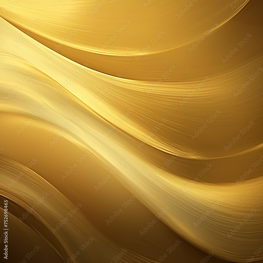Golden abstract background with smooth lines in it and some smooth folds. Golden, rich colors, Space for text or image - obrazy, fototapety, plakaty 