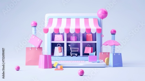 Modern 3d illustration of Online Shopping