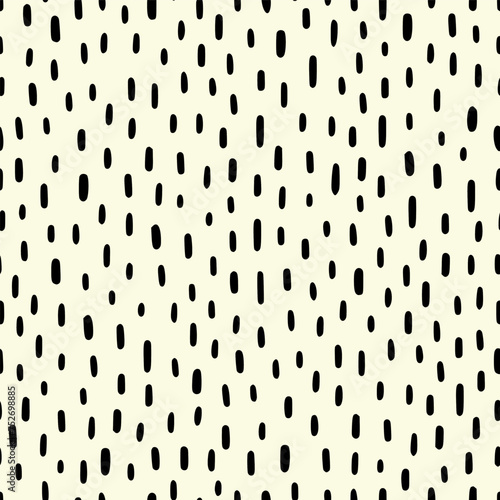 Small dash pattern on white background. Hand drawn small black dash seamless pattern. Simple minimal abstract, geometric texture design seamless background. Vector illustration