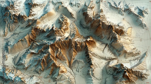 3D topographic map of the alps. add drop shadow and smoothing and contour lines