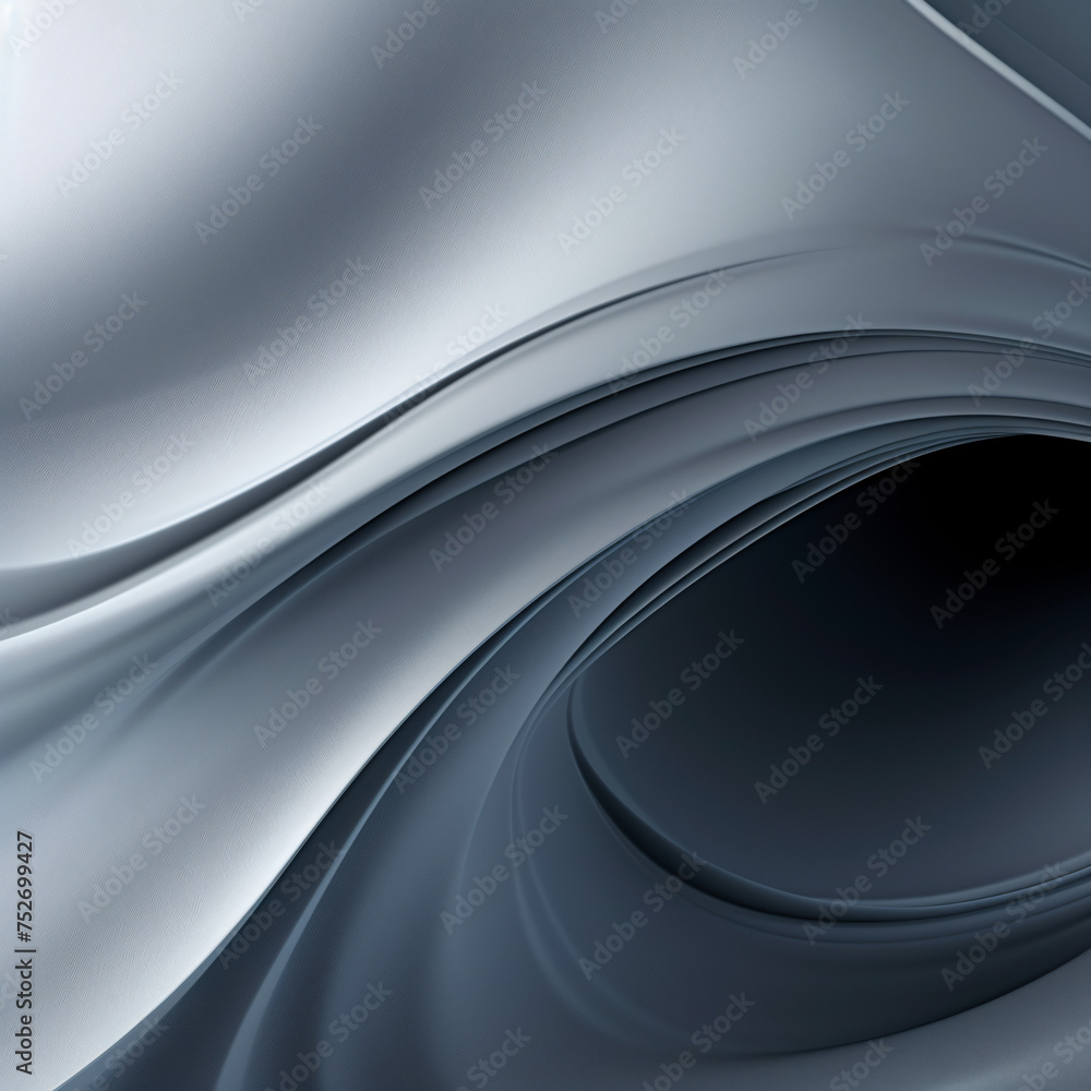 Abstract background with smooth lines in black and white colors, Silver, white, metallic colors, Space for text or image - obrazy, fototapety, plakaty 