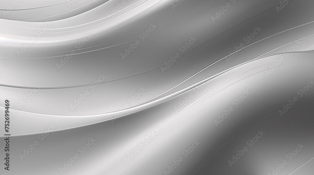 Abstract silver background with smooth lines. Silver, white, metallic colors, Space for text or image - obrazy, fototapety, plakaty 