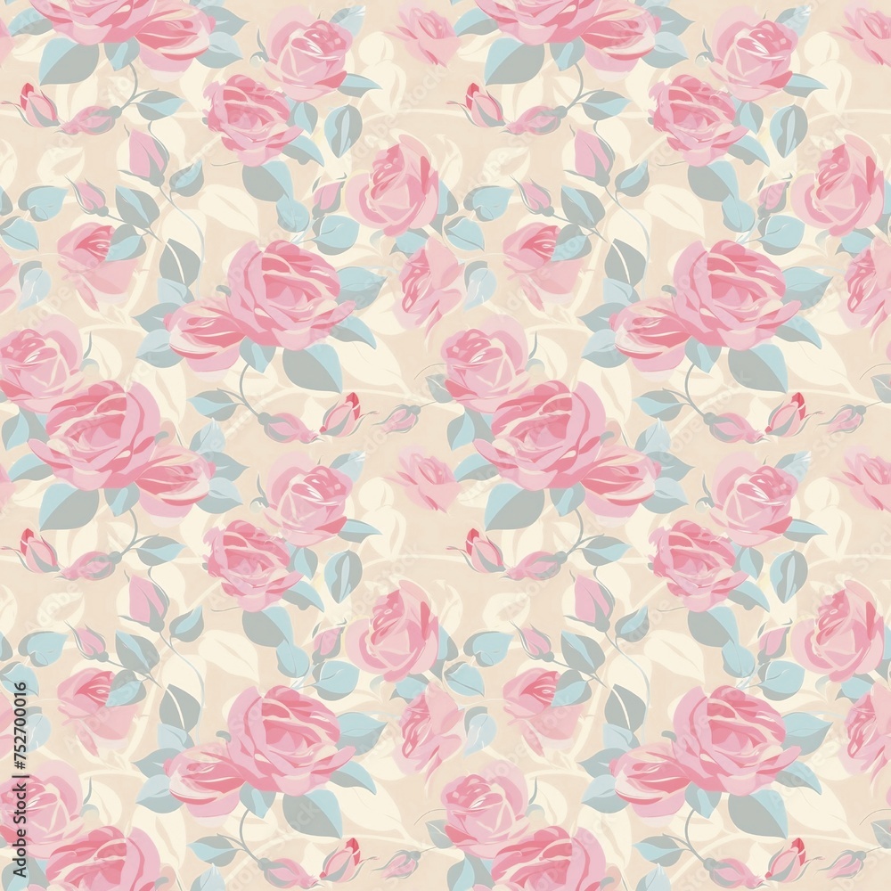 Pink roses, white candles, in ancient France, flowers, very beautiful roses, flower vase, fabric pattern, seamless pattern, art and culture. vintage handicraft arts	

