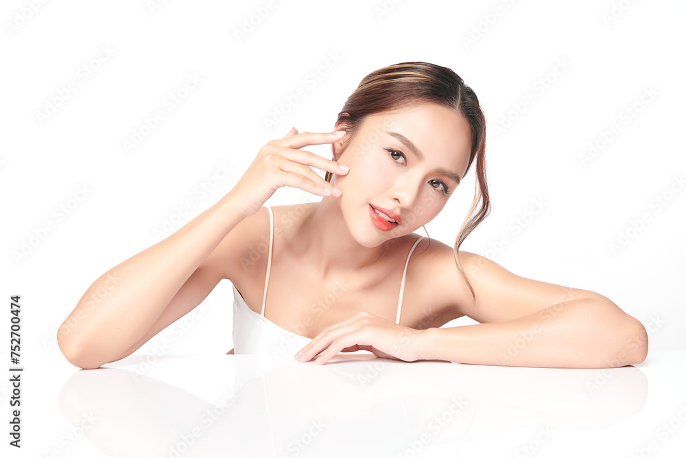 Beautiful young asian woman with clean fresh skin on white background, Face care, Facial treatment, Cosmetology, beauty and spa, Asian women portrait. Beautiful young asian woman with clean fresh skin on white background, Face care, Facial treatment, Cosmetology, beauty and spa, Asian women portrait.