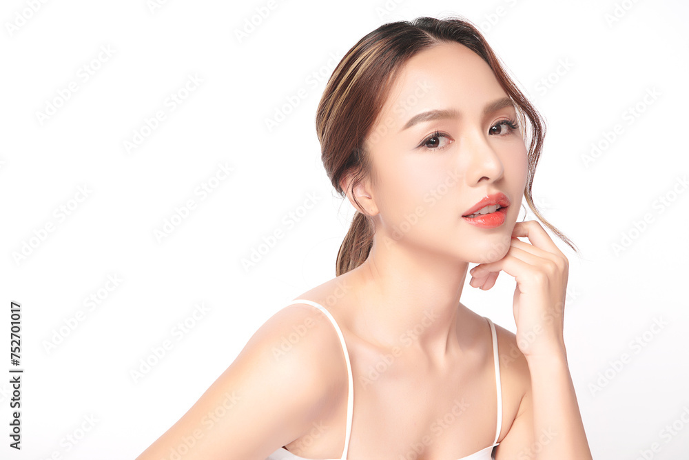Beautiful young asian woman with clean fresh skin on white background, Face care, Facial treatment, Cosmetology, beauty and spa, Asian women portrait. Beautiful young asian woman with clean fresh skin on white background, Face care, Facial treatment, Cosmetology, beauty and spa, Asian women portrait.