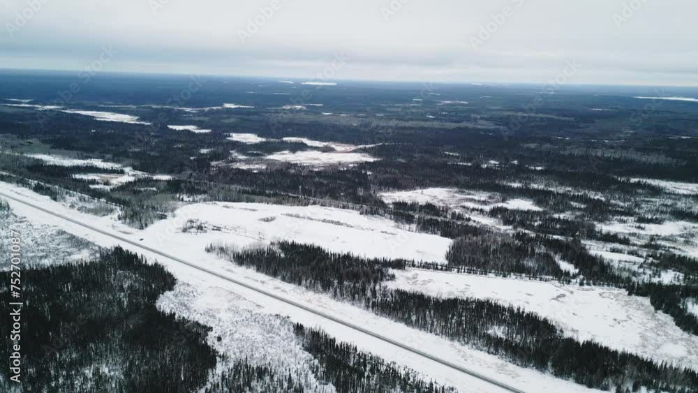 Large Frozen Winter Landscape Near Churchill Manitoba Canada Northern Frozen Highway Landscape Large Frozen Winter Landscape Near Churchill Manitoba Canada Northern Frozen Highway Landscape