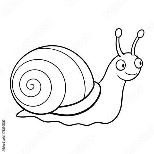 Snail illustration coloring page for kids