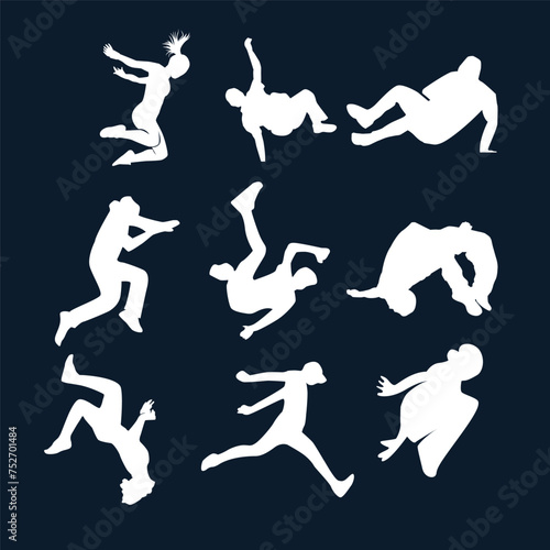 silhouete off people parkour and break dance