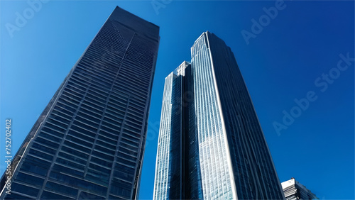 Sky scraper.  High-rise buildings and blue sky 