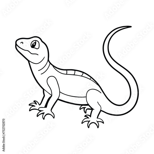 Lizard illustration coloring page for kids
