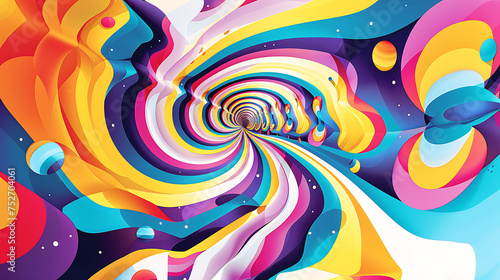 Psychedelic colors and optical illusions a digital pop art journey through abstract creativity. Generative AI illustration 