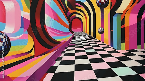 Psychedelic colors and optical illusions a digital pop art journey through abstract creativity. Generative AI illustration 