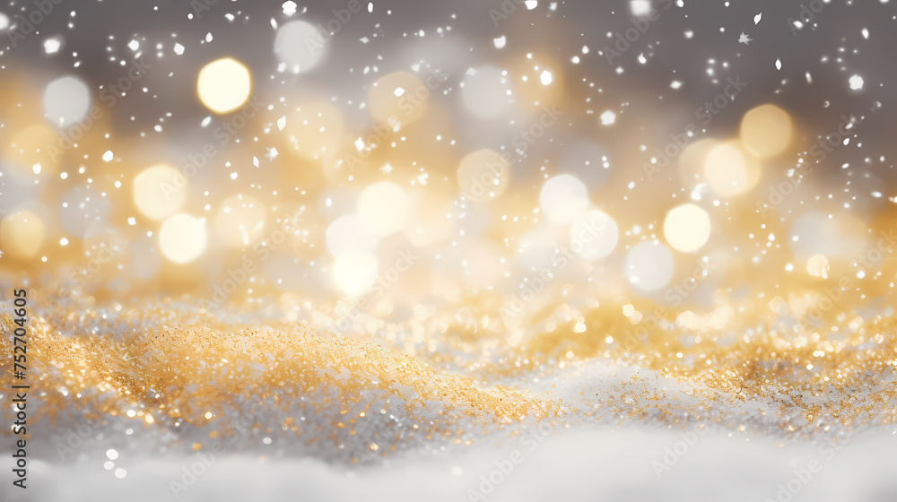 Sparkling texture with golden bokeh lights