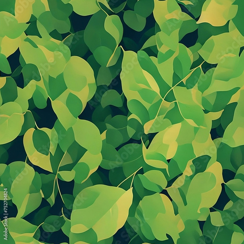 Green leaves seamless pattern background illustration