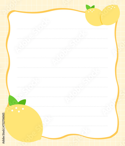 노란색 레몬 장식 프레임 편지 일러스트
