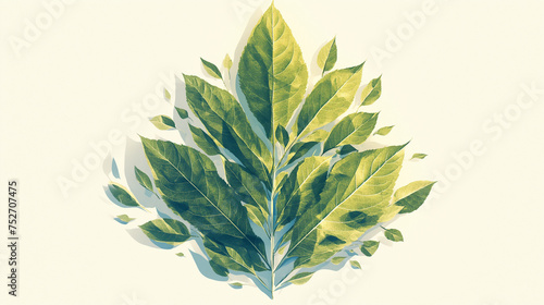 Isolated fresh green tropical leaves against a white background