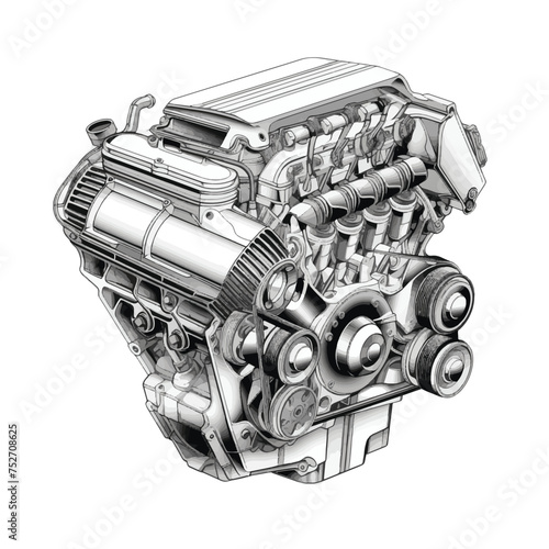 Low Detail V8 Motor Engine Front View