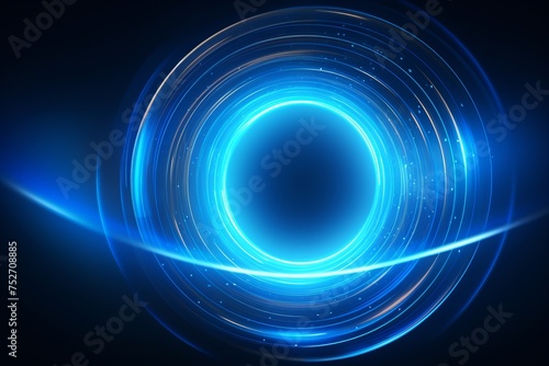 Create a sense of digital dynamism in your design with a blue circular lines abstract futuristic technology background, Generative AI