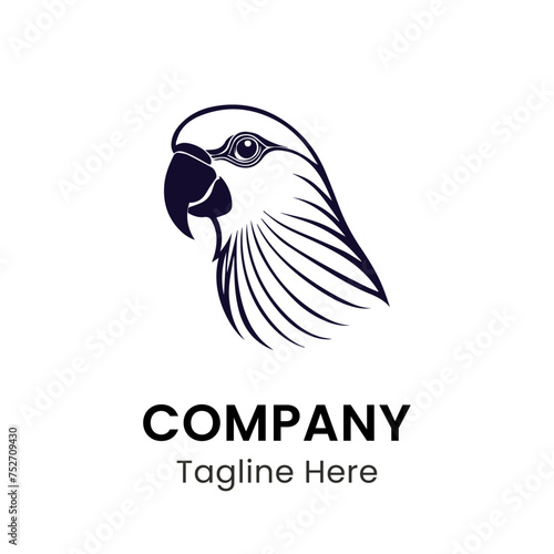 Vector parrot head logo design template