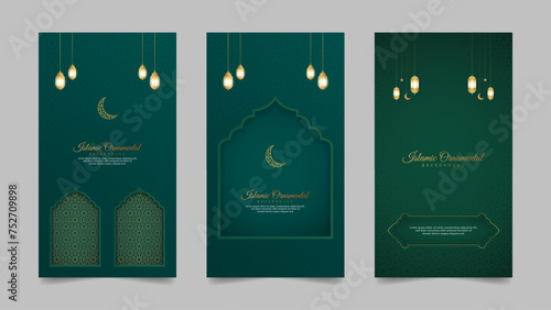 Islamic Arabic Realistic Social Media Stories Collection Template for Ramadan Kareem and Eid Mubarak