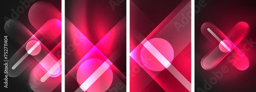 Abstract composition. Aglow in neon hues against the dark, radiating energy and allure, a captivating spectacle of vibrant luminescence