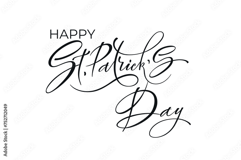 Obraz premium Happy Saint Patricks day handwritten lettering typography. Hand drawn design elements. Logos and emblems for invitation, card.