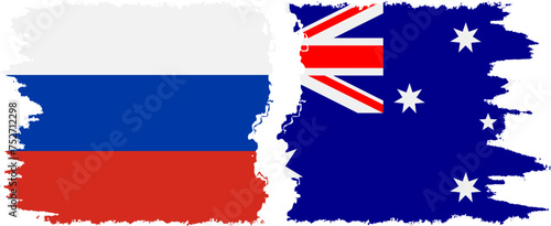 Australia and Russia grunge flags connection vector