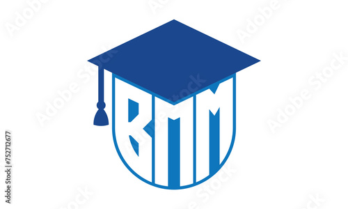 BMM initial letter academic logo design vector template. school college logo, university logo, graduation cap logo, institute logo, educational logo, library logo, teaching logo, book shop, varsity
