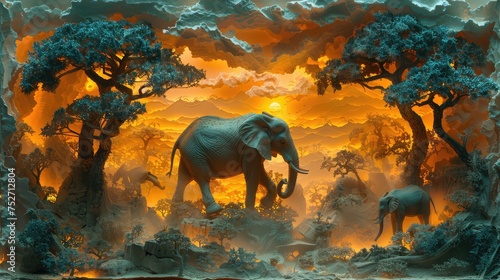 layered paper art elephant © jamrut