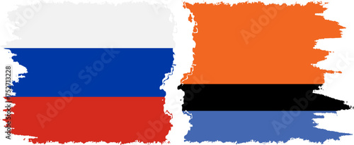 Chagos and Russia grunge flags connection vector