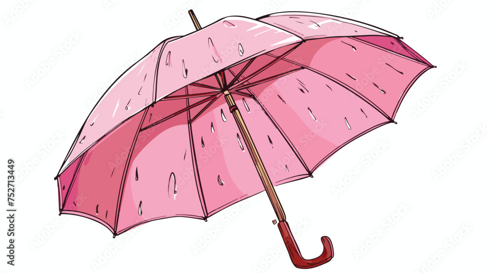 Illustration of one pink umbrella. This is an illustration