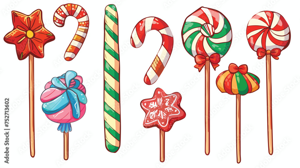 Illustration of stick candy of Christmas freehand 
