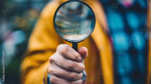 A person holding a magnifying glass symbolizing the need to carefully review and manage the details of a will and estate to avoid potential legal complications. photo