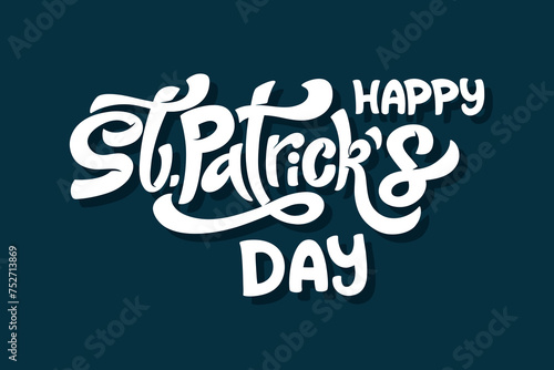 Happy Saint Patricks day handwritten lettering typography. Hand drawn design elements. Logos and emblems for invitation, card.