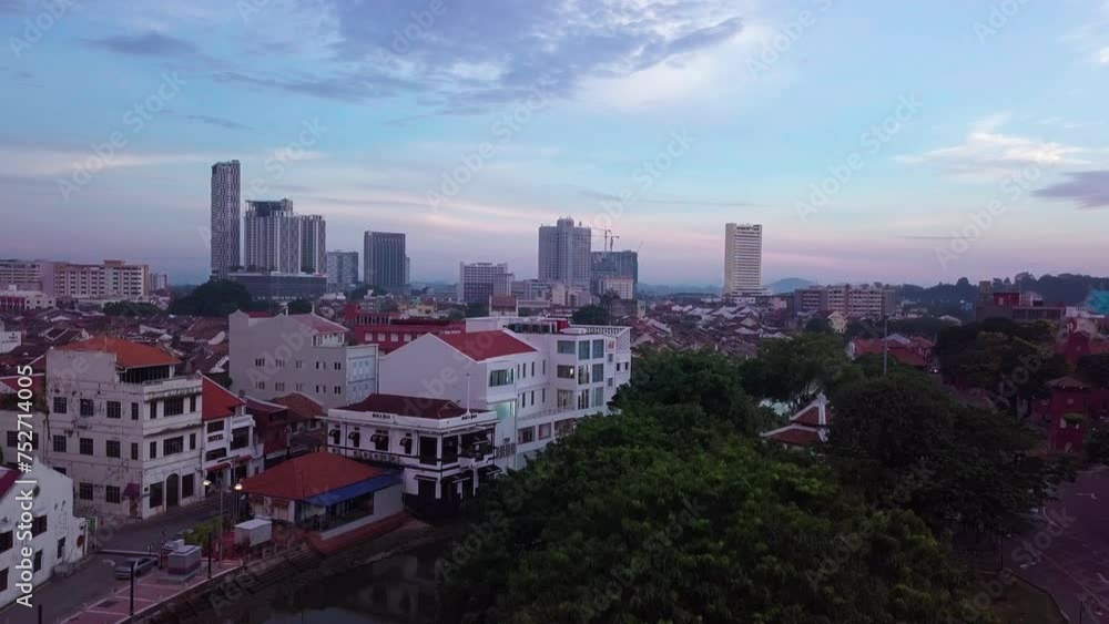 Melaka (Malacca) city aerial view in the morning, Malaysia Melaka (Malacca) city aerial view in the morning, Malaysia