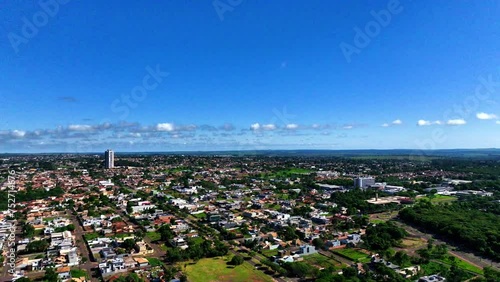 Drone soars over Botucatu, SP Brazil, showcasing the vibrant cityscape from above. photo