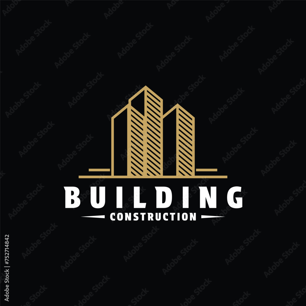building construction luxury gold logo design concept idea Stock Vector ...