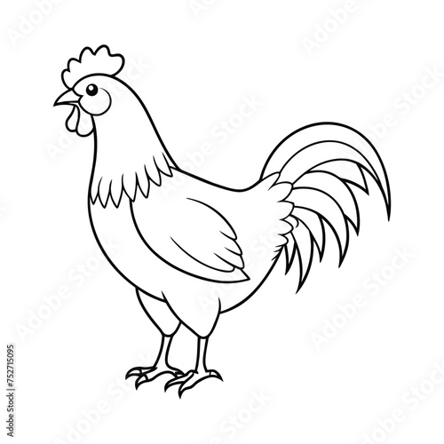 Rooster illustration coloring page for kids