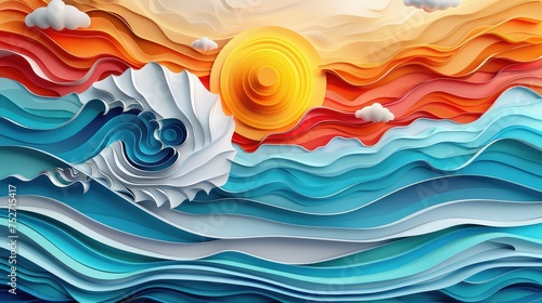 3d papercuts traditional argentinian sun, beach photo