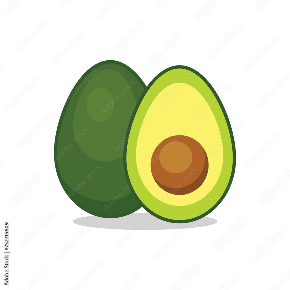 avocado vector, flat avocado vector on white avocado vector, flat avocado vector on white