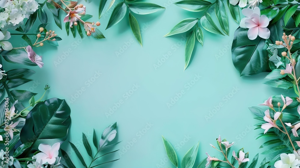 Floral frame animation of wedding invitation with copy space. Botanical flower foliage background. Green screen, 60fps. Suitable for greetings or online wedding , generative ai,