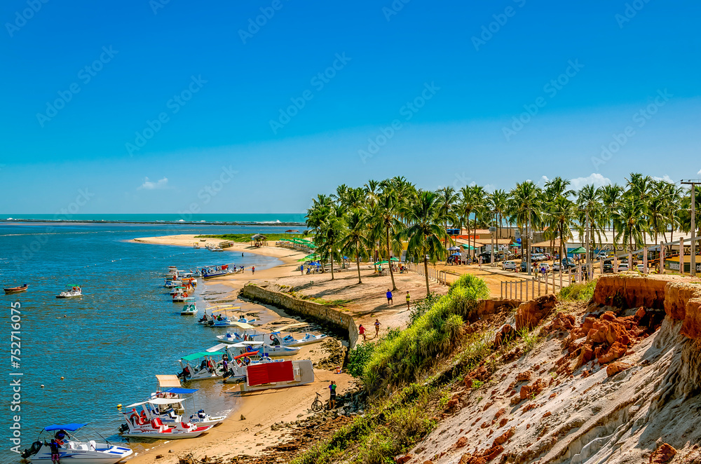 Praia do Gunga is among the most beautiful beaches in Brazil, it is a true postcard of Alagoas, located just 35 minutes from the capital, it tops the list of the most popular destinations in the north - obrazy, fototapety, plakaty 