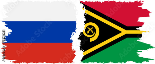 Vanuatu and Russia grunge flags connection vector