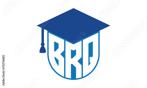 BRQ initial letter academic logo design vector template. school college logo, university logo, graduation cap logo, institute logo, educational logo, library logo, teaching logo, book shop, varsity photo