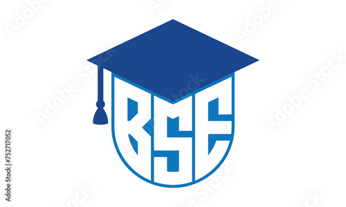 BSE initial letter academic logo design vector template. school college logo, university logo, graduation cap logo, institute logo, educational logo, library logo, teaching logo, book shop, varsity photo