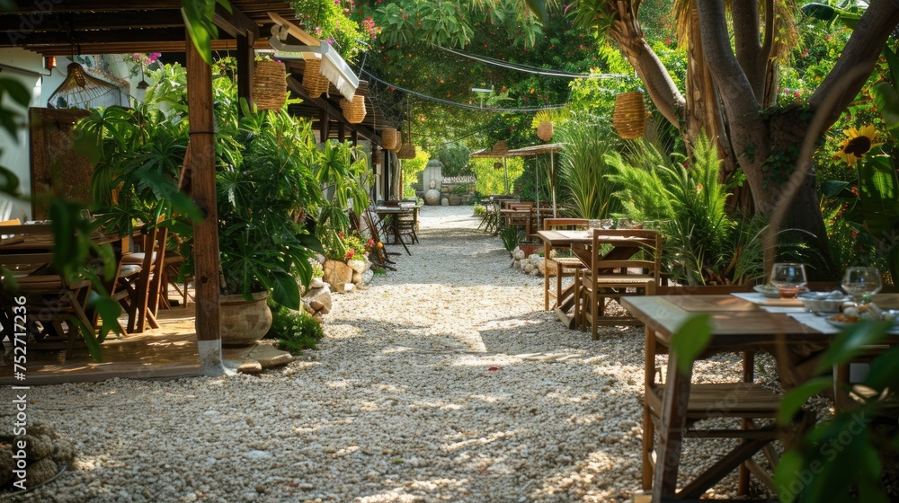 Obraz premium Restaurant located in a beautiful garden