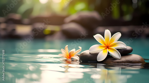 Spa and yoga stones and flowers