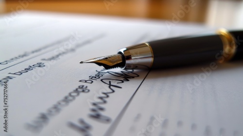 A closeup image of a pen signing a contract with the words International Business Agreement visible on the top of the document.