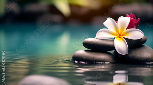 Spa and yoga stones and flowers